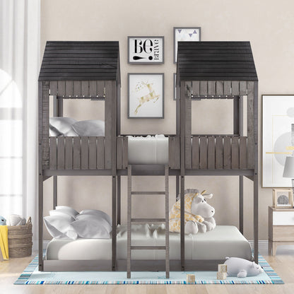 Bunk Bed With Roof, Window, Guardrail, Ladder - The Sleep Loft - Online Mattress Showroom NYC