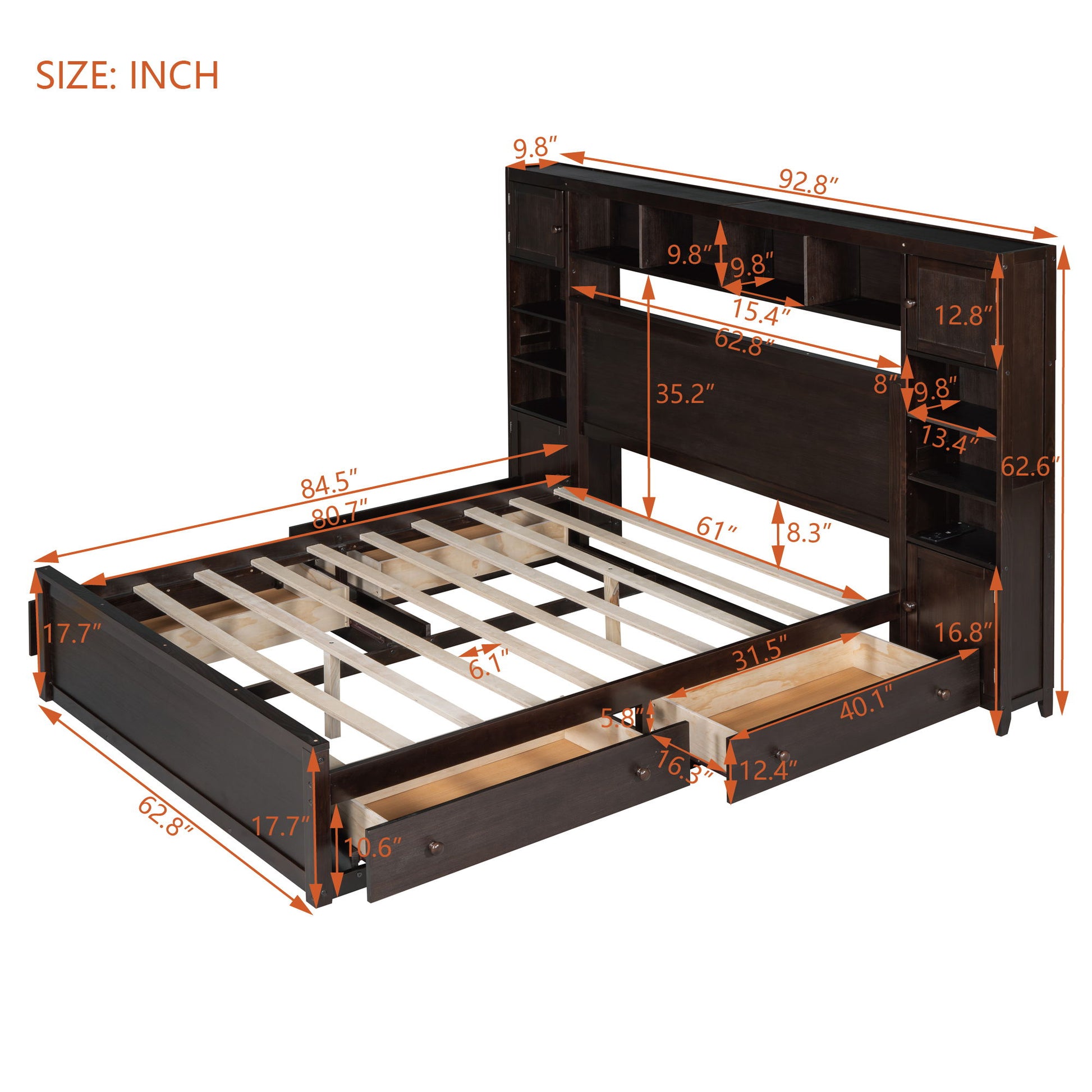 Bed With All In One Cabinet, Shelf And Sockets - The Sleep Loft - Online Mattress Showroom NYC