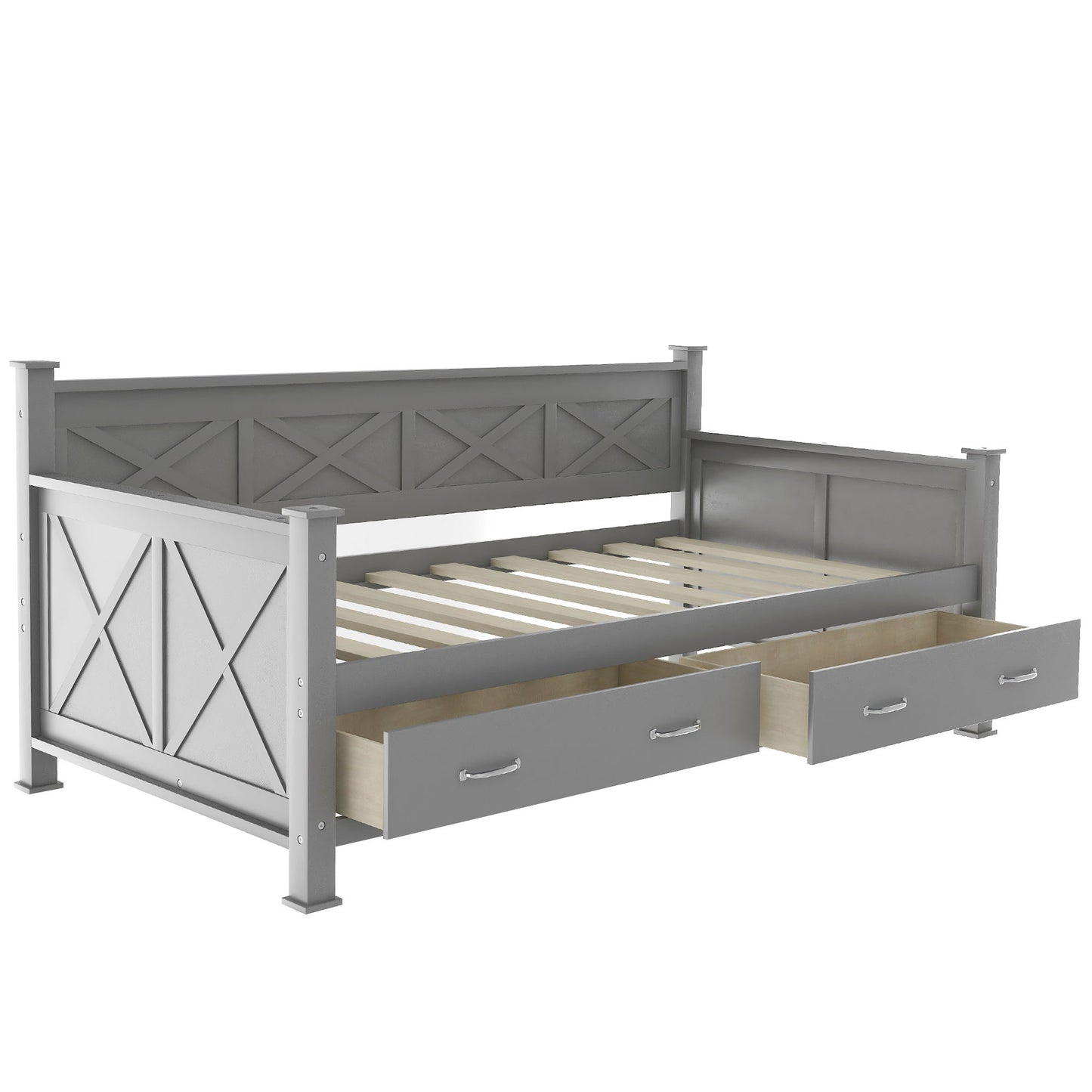 Modern Daybed With 2 Large Drawers, X Shaped Frame - The Sleep Loft - Online Mattress Showroom NYC