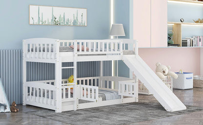 Low Bunk Bed With Slide, Fence And Ladder - The Sleep Loft - Online Mattress Showroom NYC
