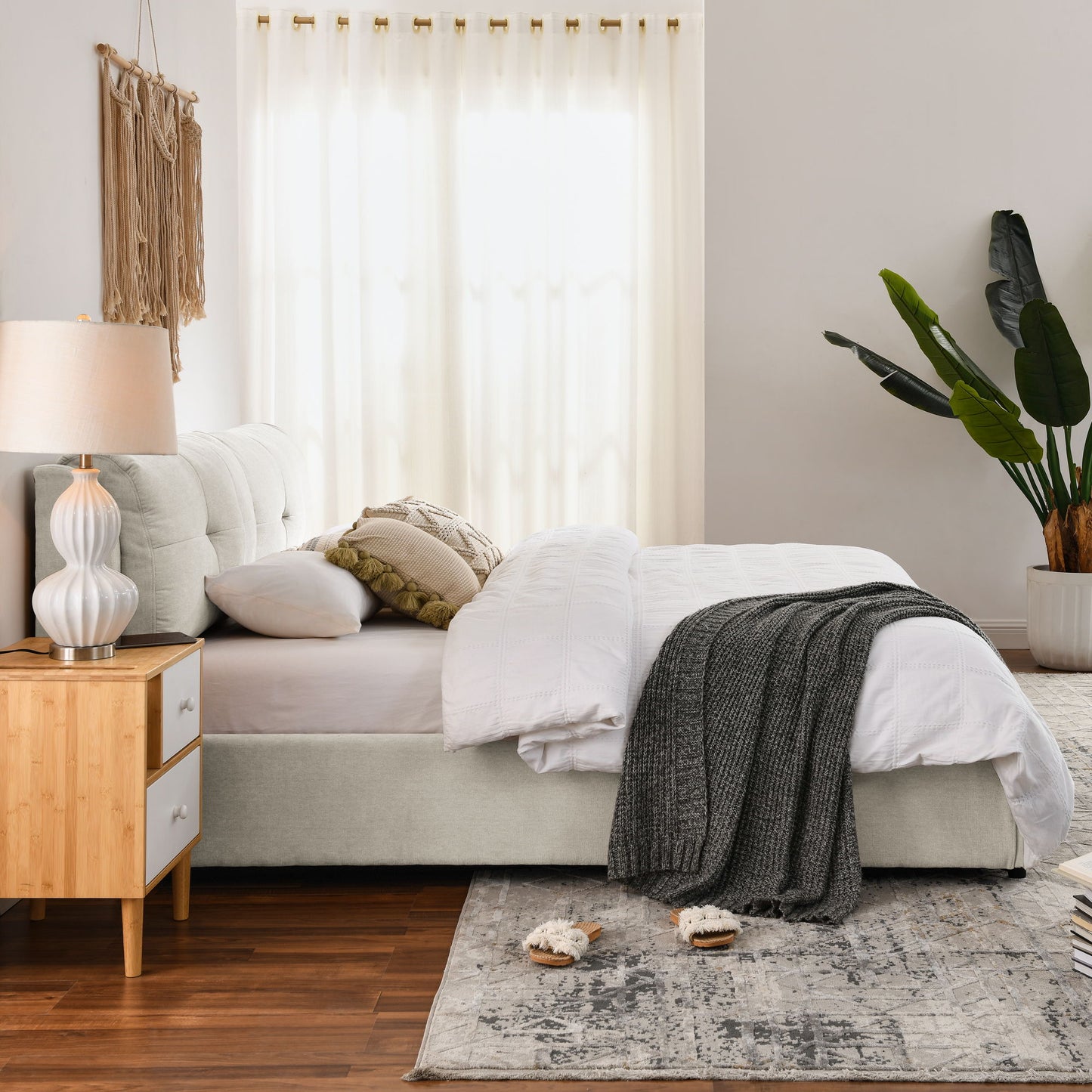 Storage Upholstered Hydraulic Platform Bed With Integrated Headboard - The Sleep Loft - Online Mattress Showroom NYC