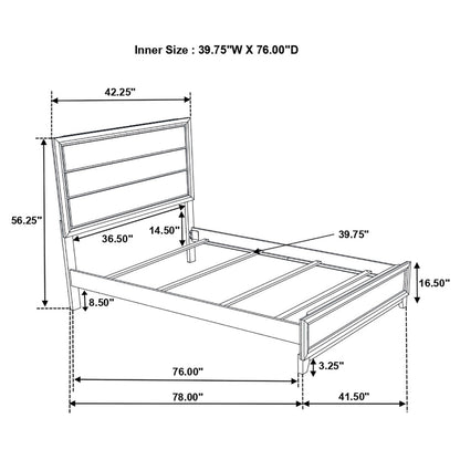 Watson Wood Twin Panel Bed Grey Oak