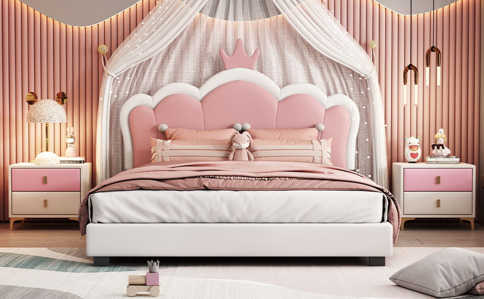 Upholstered Princess Platform Bed With Crown Headboard - The Sleep Loft - Online Mattress Showroom NYC