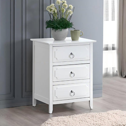 Daniel - 3 Drawer Nightstand - White - The Sleep Loft - Online Mattress Showroom NYC