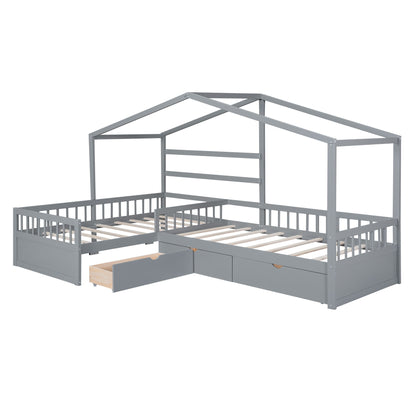 L Shape Platform Bed With 3 Storage Drawers - The Sleep Loft - Online Mattress Showroom NYC