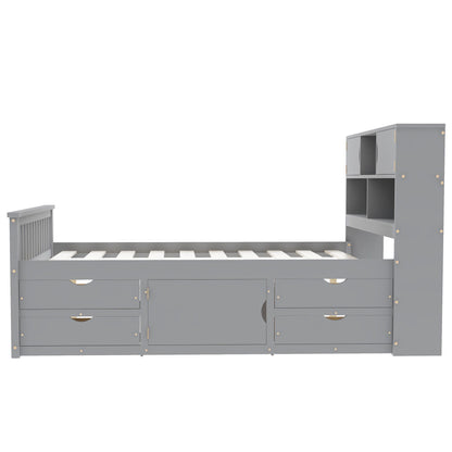 Captain Platform Bed Frame With Bookcase Headboard, 4 Drawers, Storage Shelves - The Sleep Loft - Online Mattress Showroom NYC