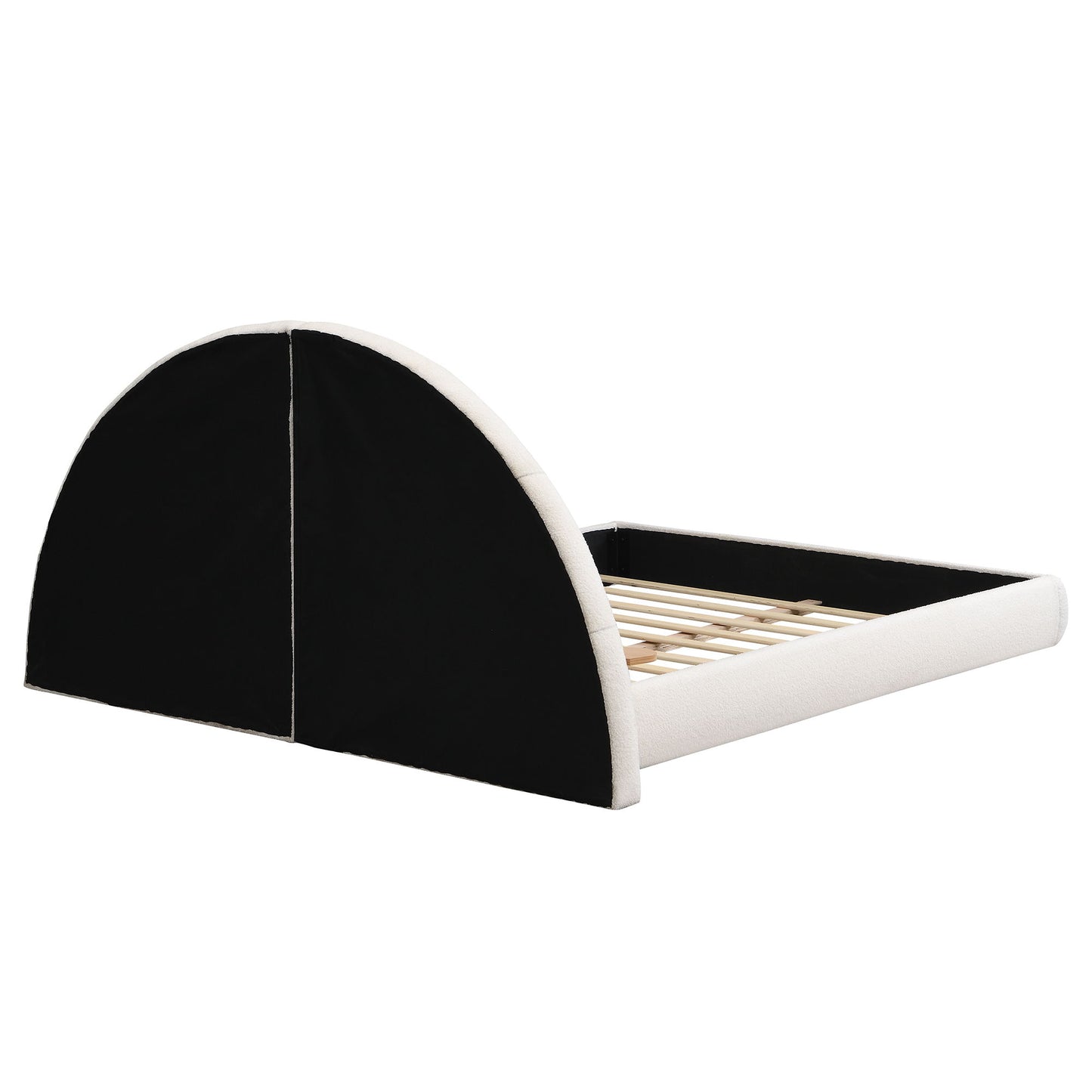 Queen Arched Bed With Small Table, Floor Standing Design - Beige - The Sleep Loft - Online Mattress Showroom NYC