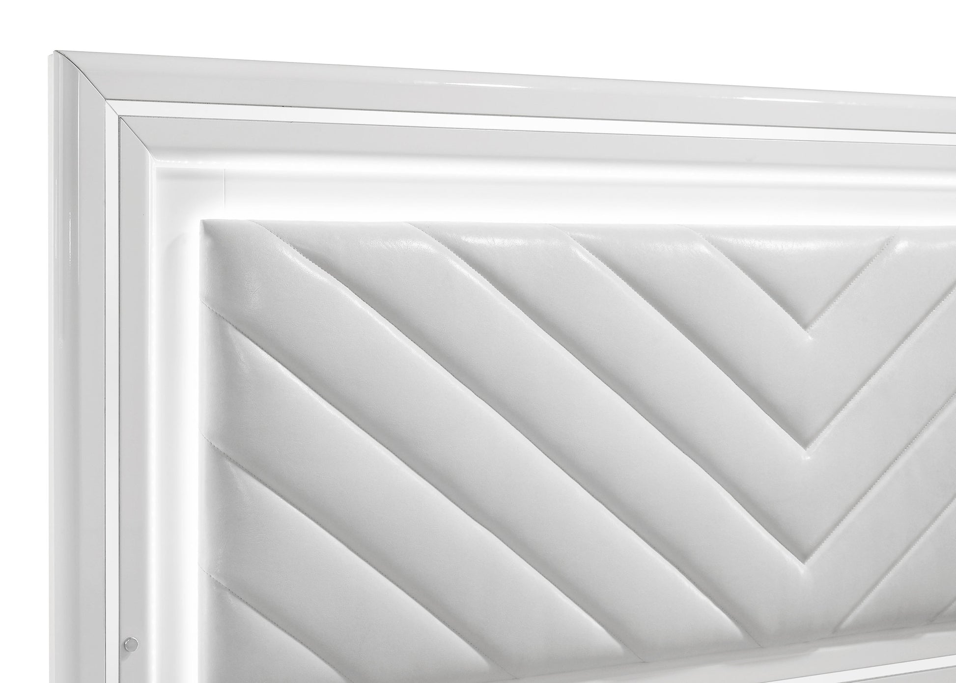 Cassia Queen LED Panel Bed White High Gloss