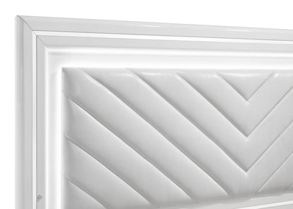 Cassia Queen LED Panel Bed White High Gloss