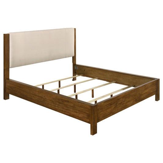 Adderley California King Wood Panel Bed Cream and Warm Brown - The Sleep Loft - Online Mattress Showroom NYC