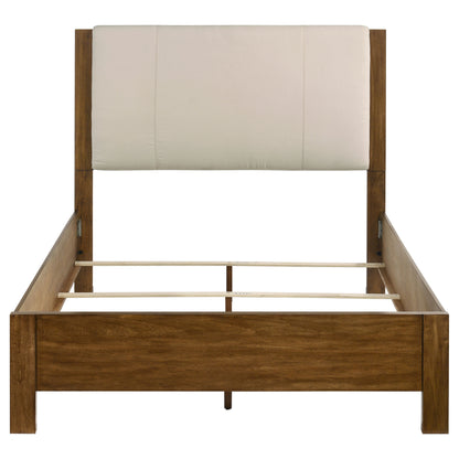 Adderley Queen Wood Panel Bed Cream and Warm Brown