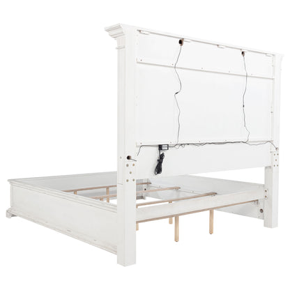 McKinney California King LED Light Panel Bed Vintage White