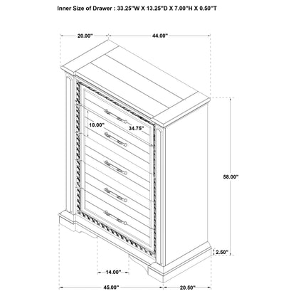 McKinney 5-drawer Bedroom Chest of Drawers Vintage White