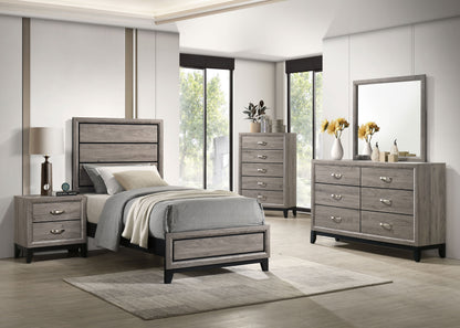 Valen Wood Twin Panel Bed Light Taupe