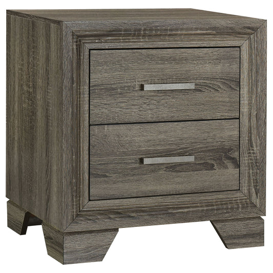 Funston - 2 Drawer Nightstand - Brown Oak - The Sleep Loft - Online Mattress Showroom NYC