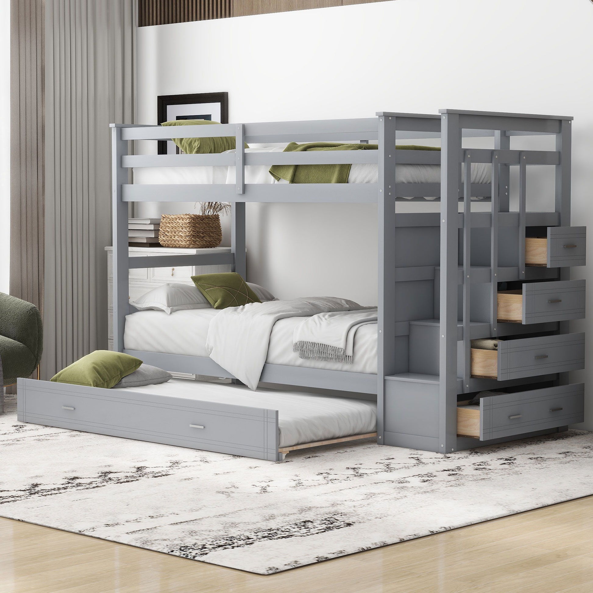 Bunk Bed With Trundle And Staircase - The Sleep Loft - Online Mattress Showroom NYC