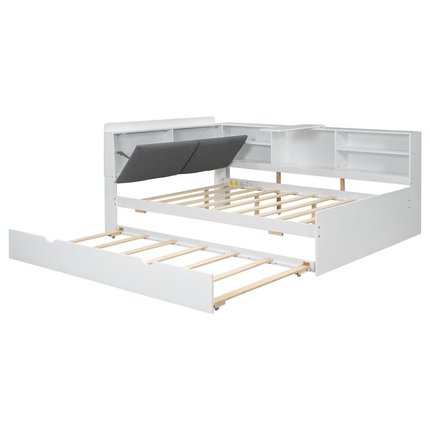 Platform Bed With Trundle, Shelves, And Storage Headboard - The Sleep Loft - Online Mattress Showroom NYC