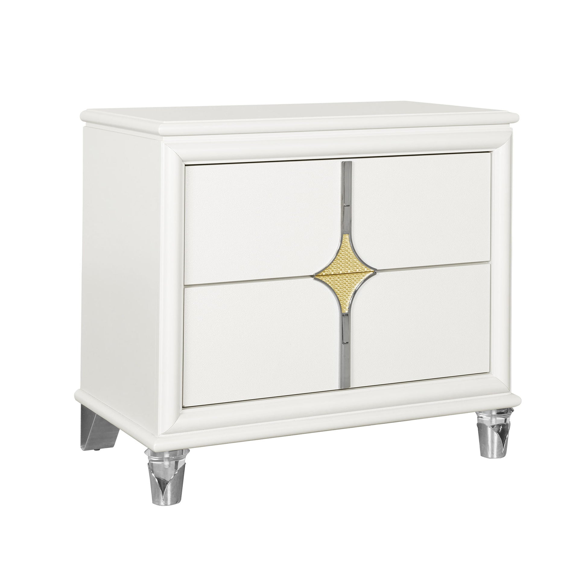 Uriuni - Nightstand - Gold / White - The Sleep Loft - Online Mattress Showroom NYC