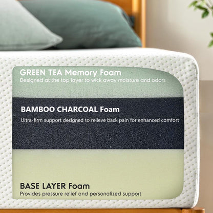10" Green Tea Memory Foam Mattress In Box, Fiberglass Free - The Sleep Loft - Online Mattress Showroom NYC
