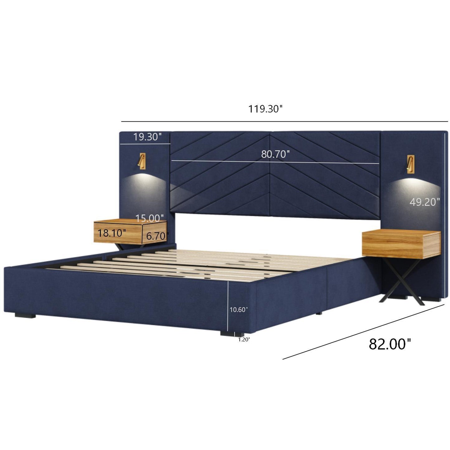 Upholstered Bed Frame With Vertical Channel Tufted Wingback Headboard - The Sleep Loft - Online Mattress Showroom NYC