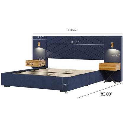 Upholstered Bed Frame With Vertical Channel Tufted Wingback Headboard - The Sleep Loft - Online Mattress Showroom NYC
