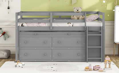 Loft Bed With Retractable Writing Desk And 4 Drawers, With Lateral Portable Desk And Shelves - The Sleep Loft - Online Mattress Showroom NYC