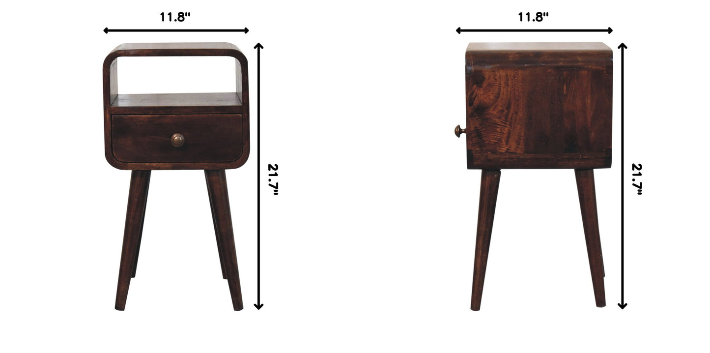 Mini Curve Open Bedside Nightstand - The Sleep Loft - Online Mattress Showroom NYC