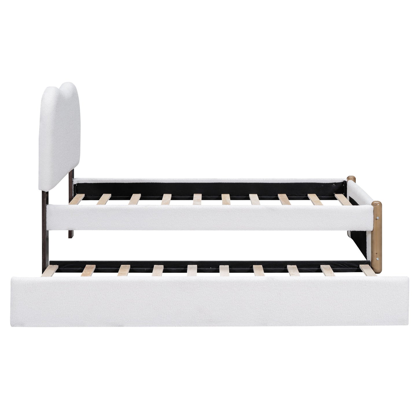 Upholstered Platform Bed With Wood Supporting Feet And Trundle - The Sleep Loft - Online Mattress Showroom NYC