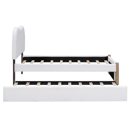 Upholstered Platform Bed With Wood Supporting Feet And Trundle - The Sleep Loft - Online Mattress Showroom NYC
