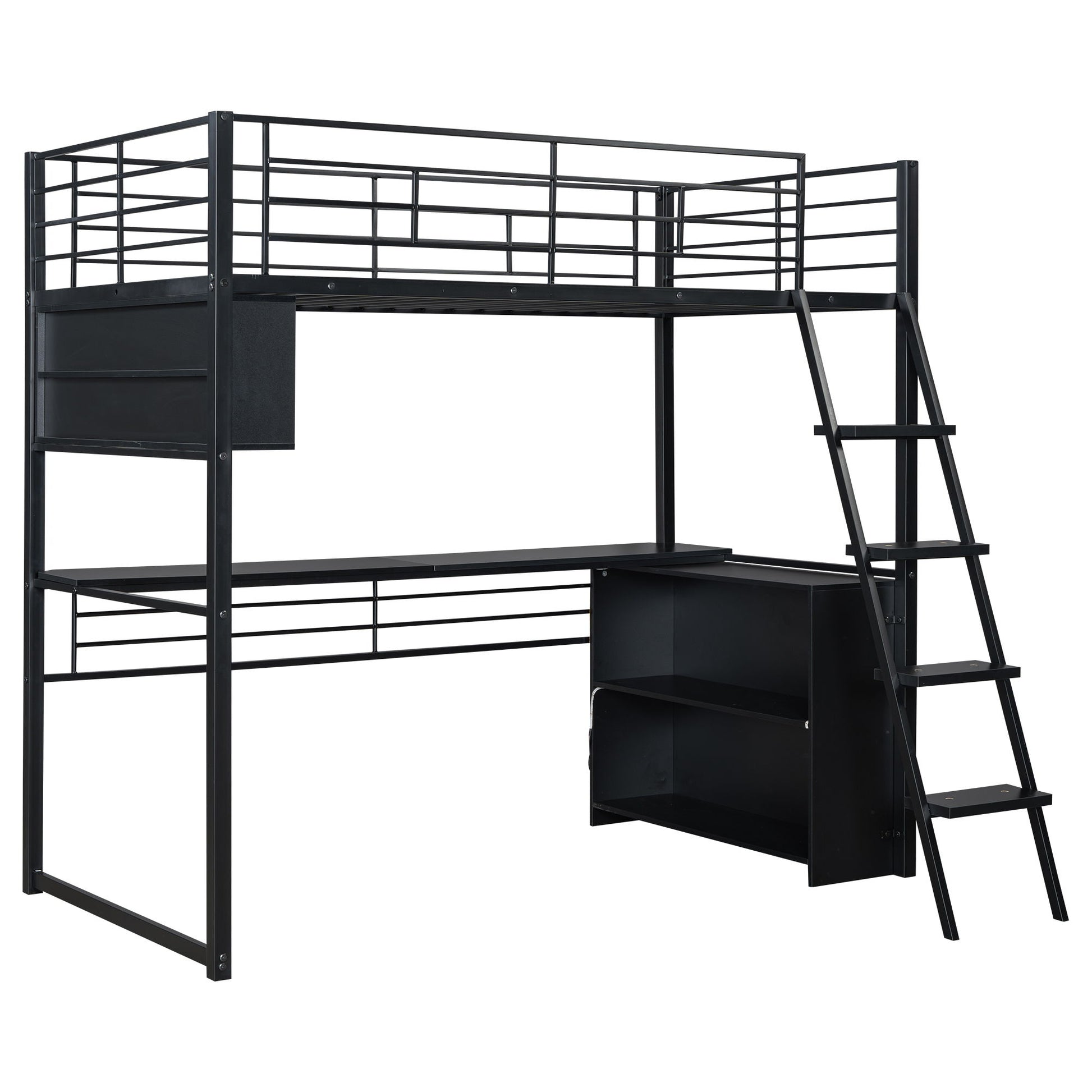 Loft Bed With LED Desk And 4 Storage Shelves - The Sleep Loft - Online Mattress Showroom NYC