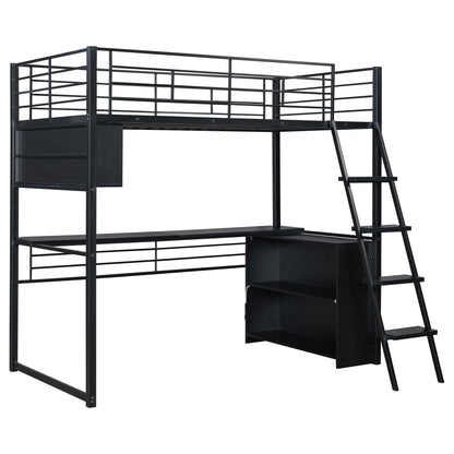 Loft Bed With LED Desk And 4 Storage Shelves - The Sleep Loft - Online Mattress Showroom NYC