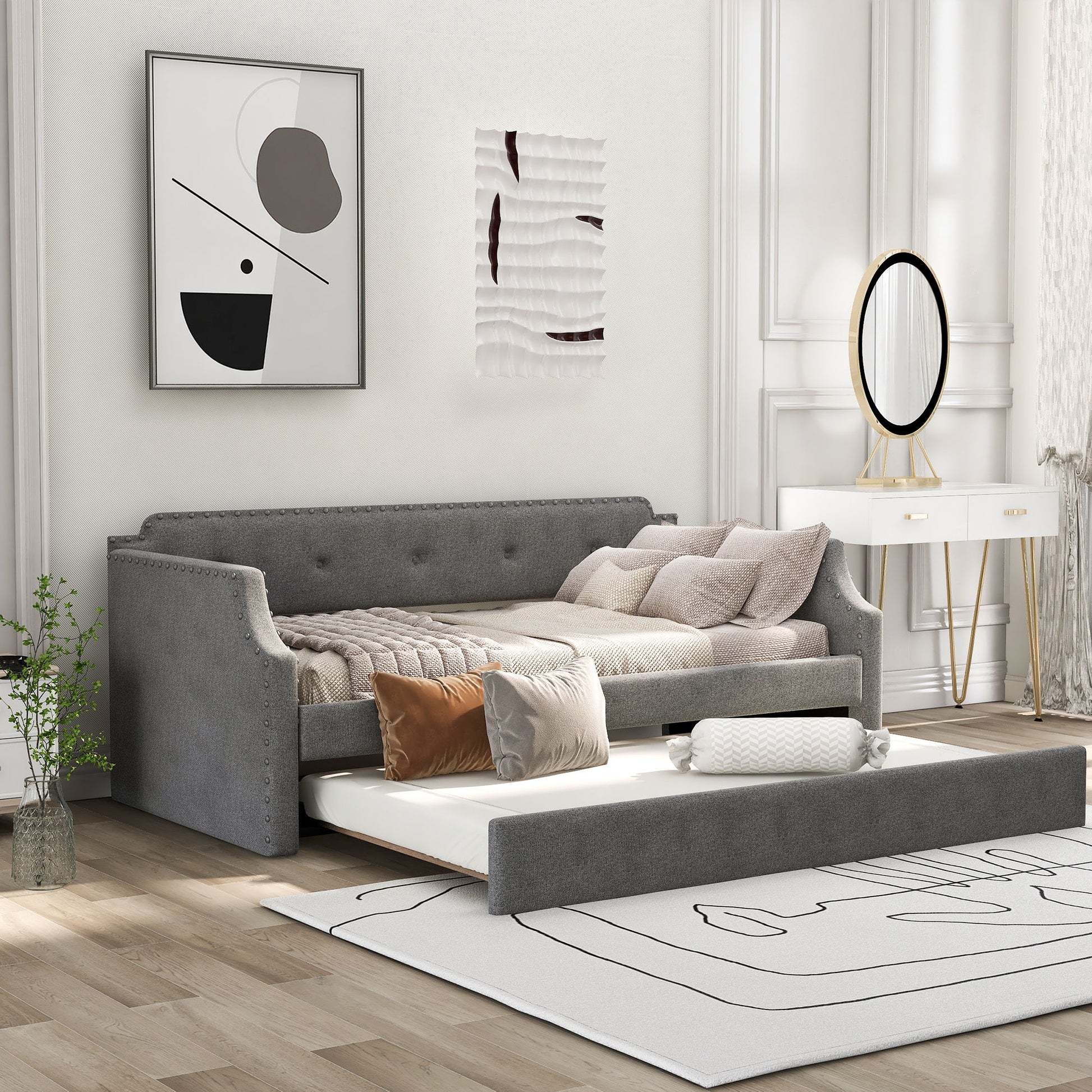 Upholstered Daybed With Trundle - The Sleep Loft - Online Mattress Showroom NYC