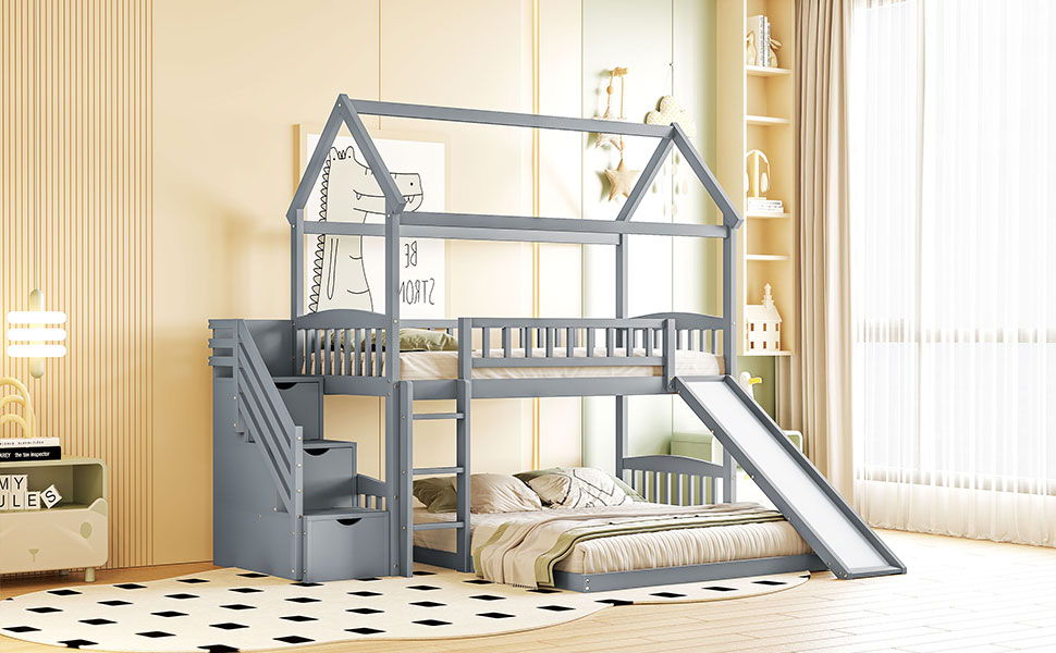 House Bunk Bed With Slide - The Sleep Loft - Online Mattress Showroom NYC