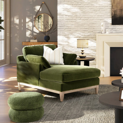 Pasadena - Modern Farmhouse Chaise Lounge Chair - Olive Green - The Sleep Loft - Online Mattress Showroom NYC