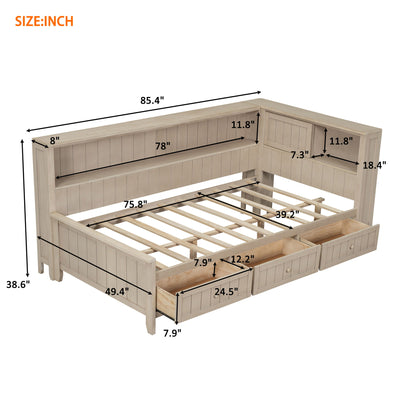 Daybed With Storage Shelves And 3 Drawers - The Sleep Loft - Online Mattress Showroom NYC