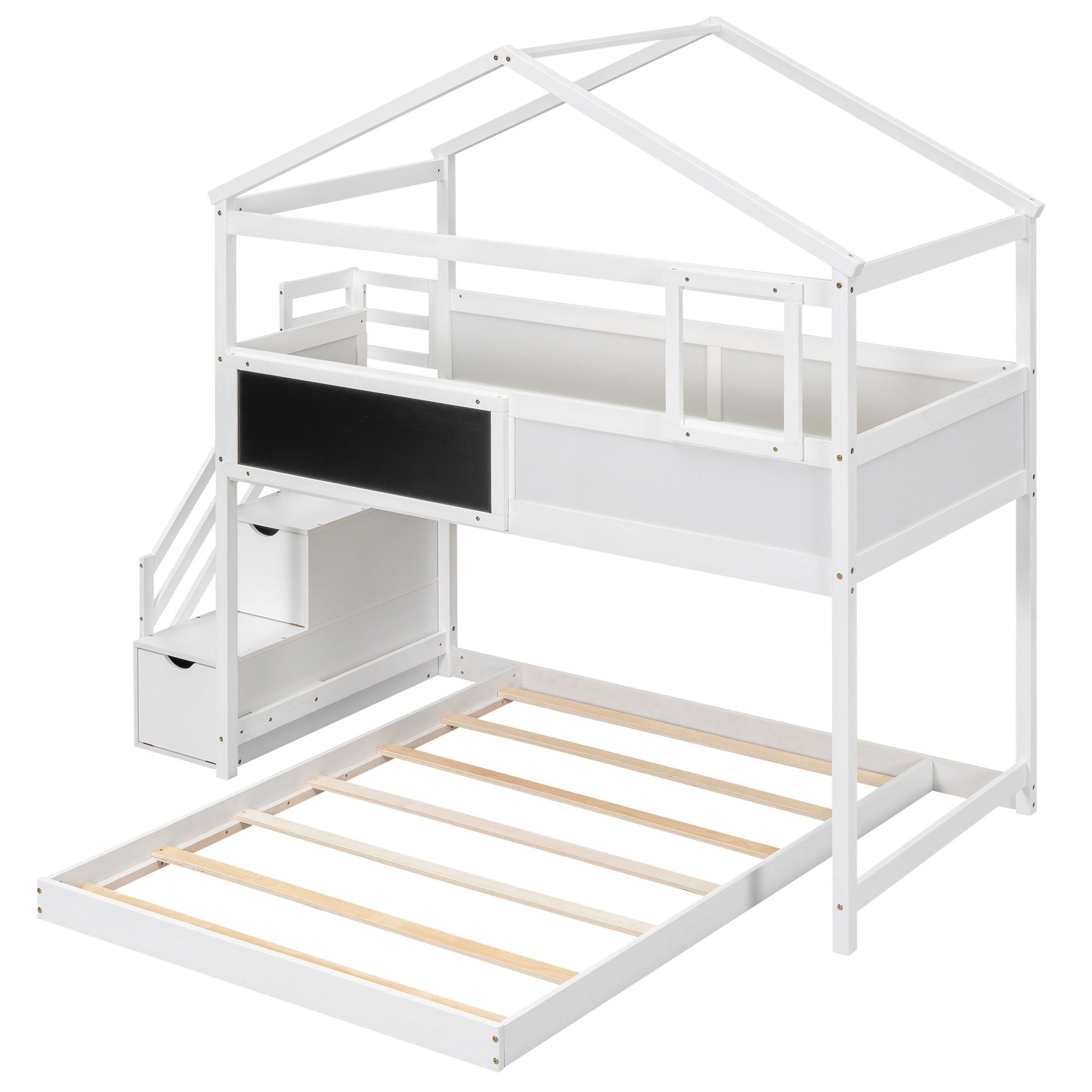 House Style Bunk Bed With Storage Staircase And board - The Sleep Loft - Online Mattress Showroom NYC