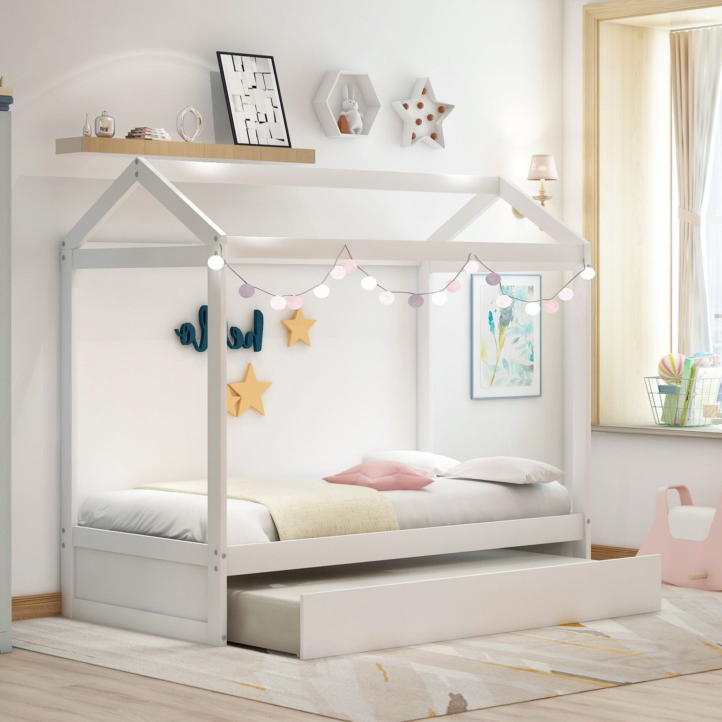House Bed With Trundle In, Twin Size - White - The Sleep Loft - Online Mattress Showroom NYC