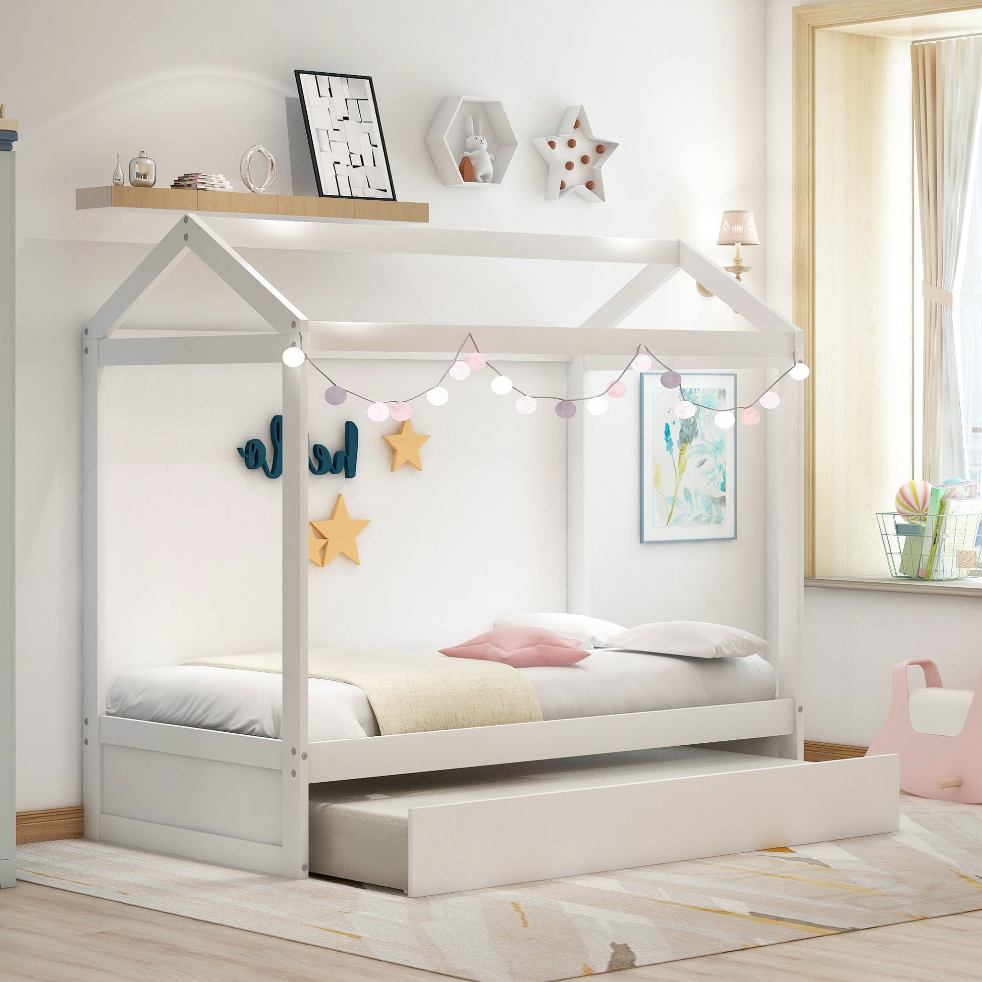 House Bed With Trundle In, Twin Size - White - The Sleep Loft - Online Mattress Showroom NYC