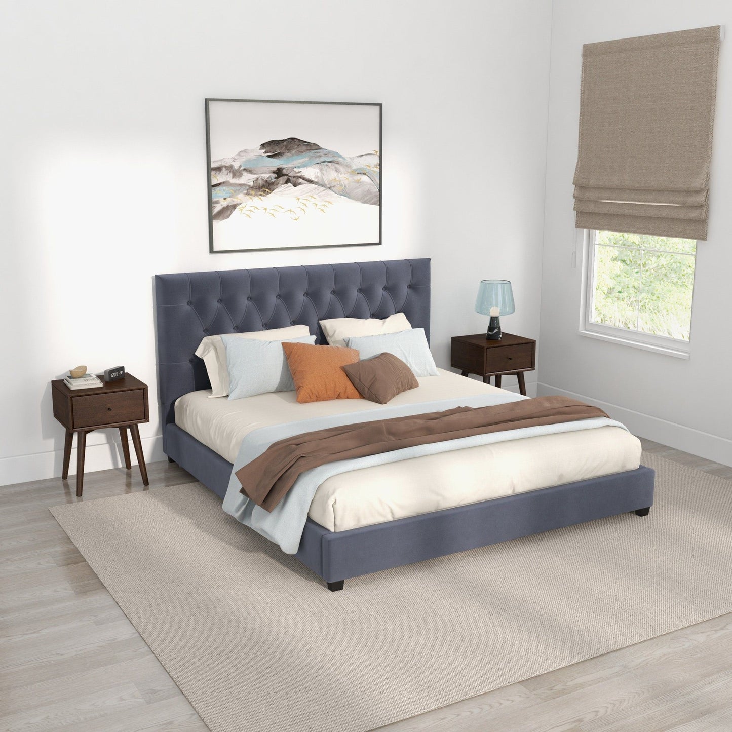 Donald - Mid-Century Modern Upholstered Platform Bed - The Sleep Loft - Online Mattress Showroom NYC