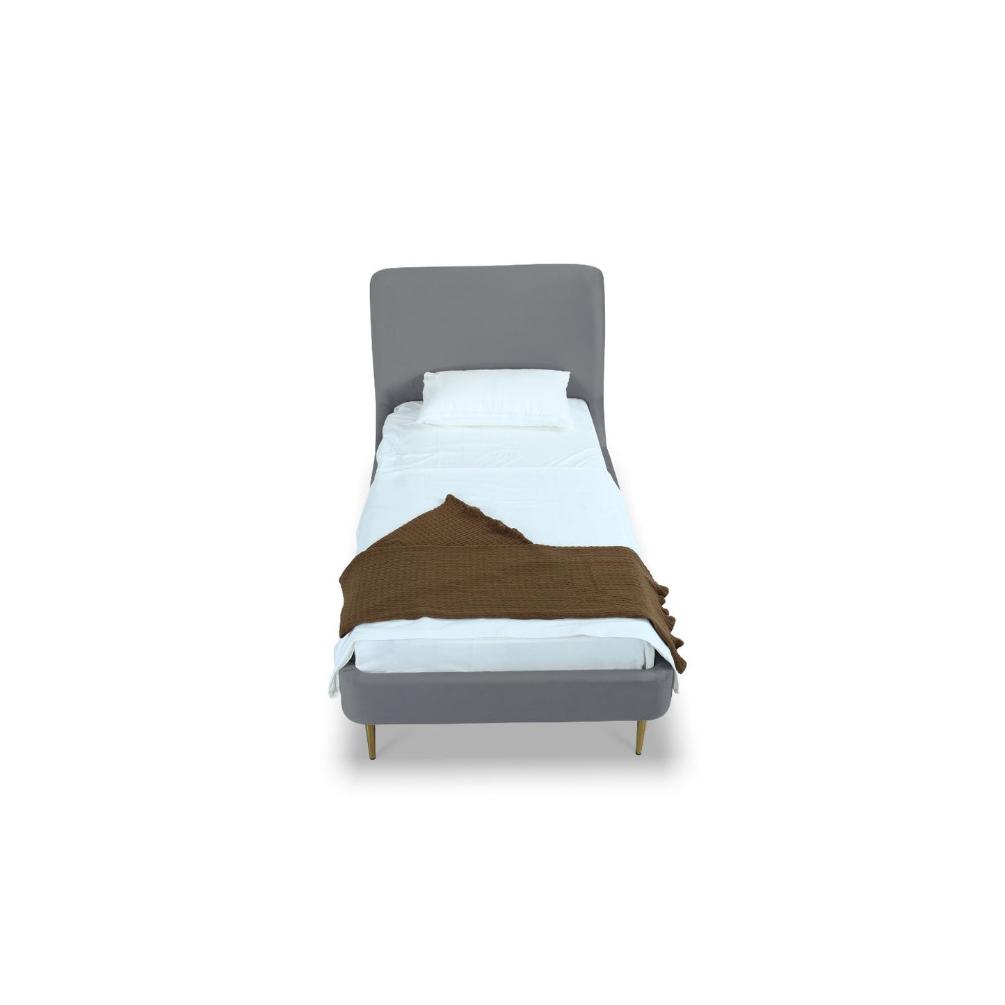 Mid-Century Modern Upholstered Bed With Curved Headboard - The Sleep Loft - Online Mattress Showroom NYC
