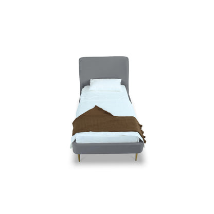Mid-Century Modern Upholstered Bed With Curved Headboard - The Sleep Loft - Online Mattress Showroom NYC
