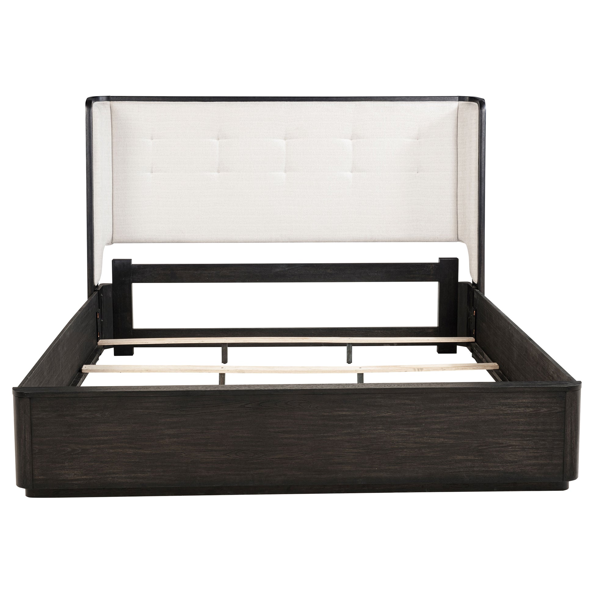 Leandro 55-inch Eastern King Wingback Bed Burnished Black