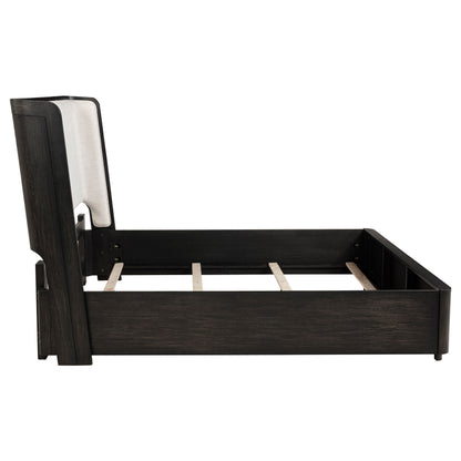 Leandro 55-inch Eastern King Wingback Bed Burnished Black