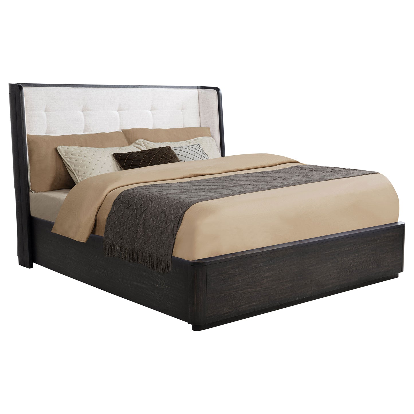 Leandro 55-inch California King Wingback Bed Burnished Black