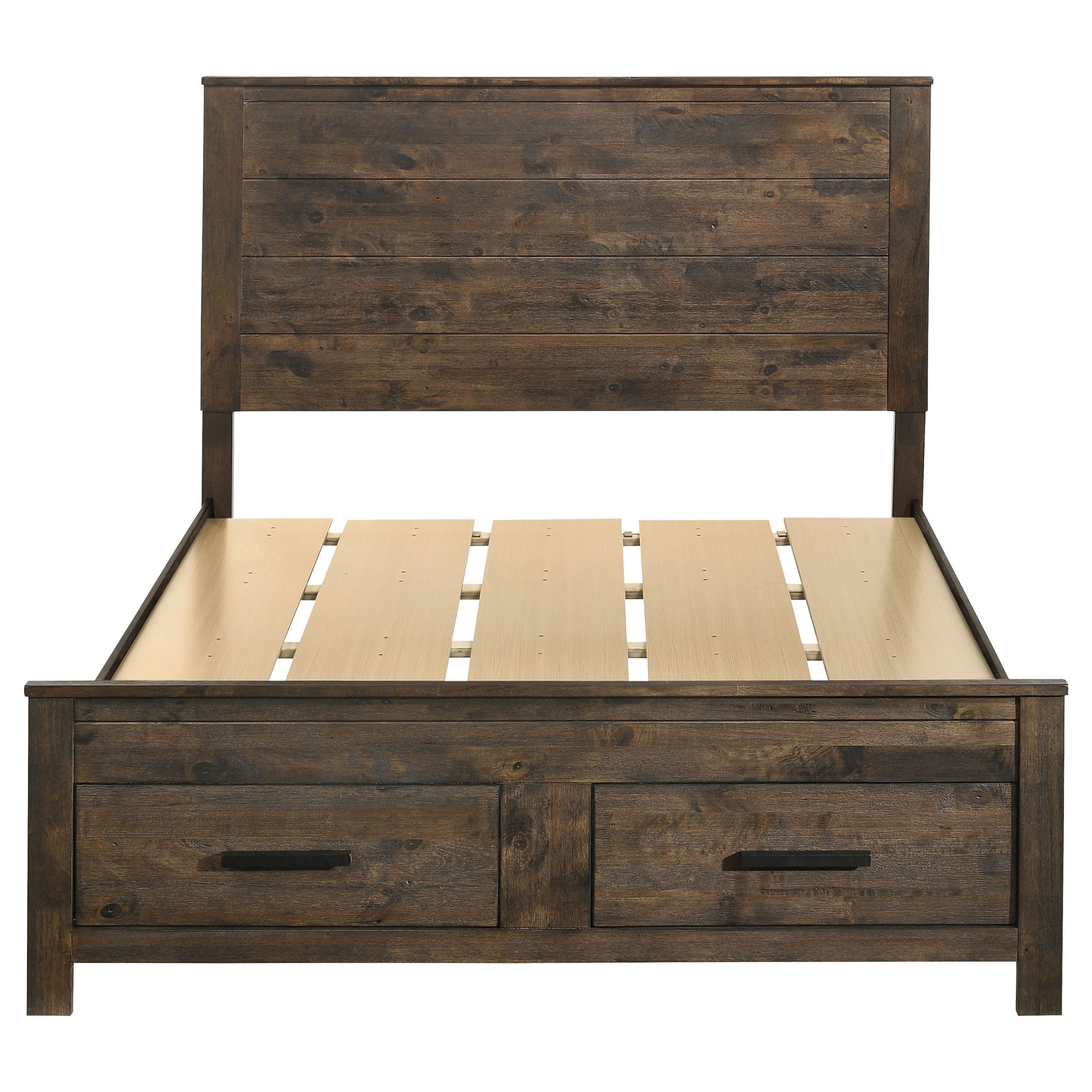 Woodmont Wood Queen Storage Panel Bed Rustic Golden Brown