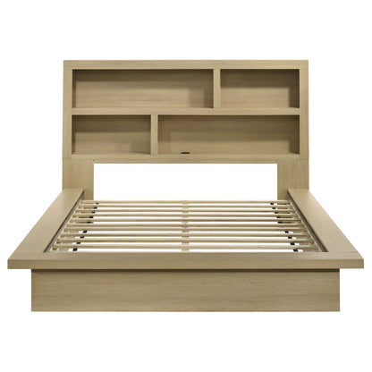 Hendricks Queen Bookcase Headboard Platform Bed Light Oak