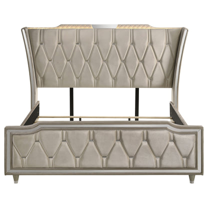 Lorient Eastern King LED Upholstered Bed Ivory and Camel