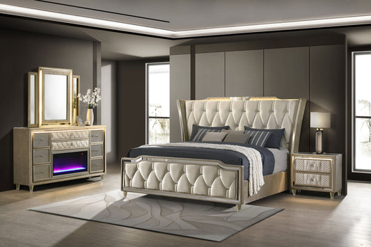 Lorient 4-piece California King Bedroom Set Ivory and Camel - The Sleep Loft - Online Mattress Showroom NYC