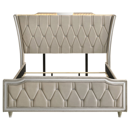 Lorient California King LED Upholstered Bed Ivory and Camel