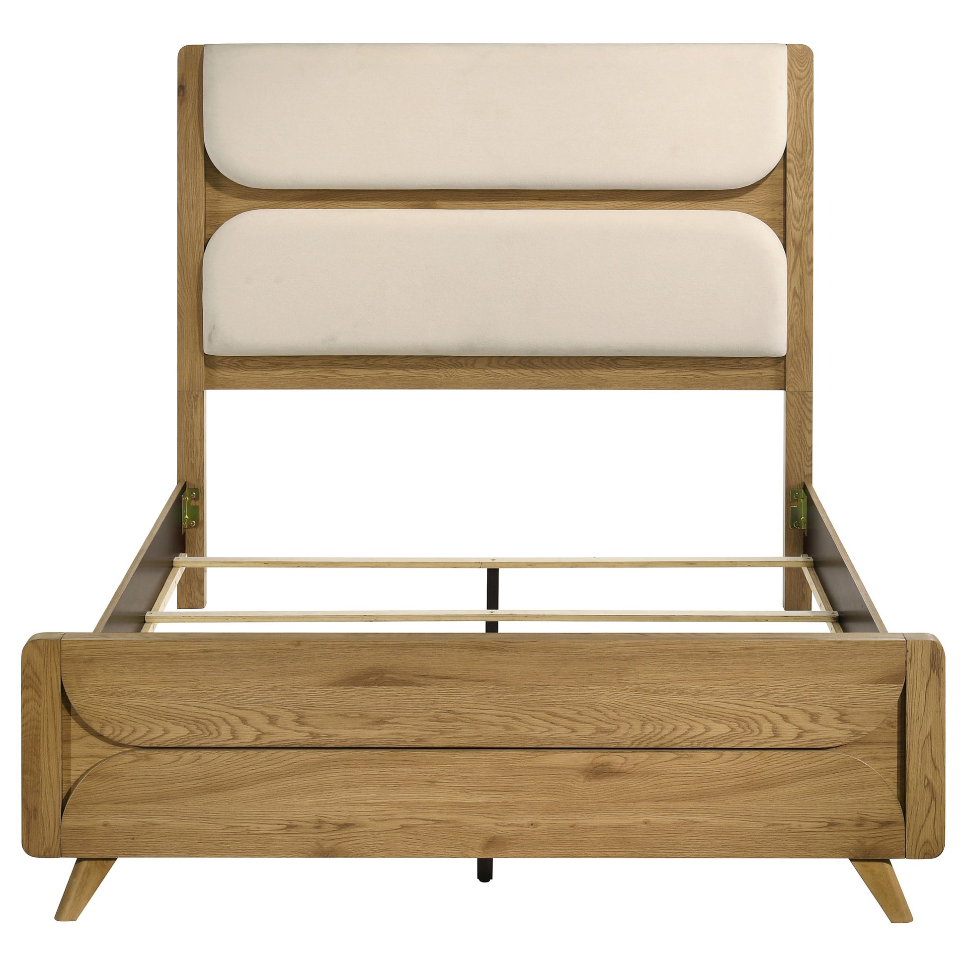 Bennett 63-inch Queen Upholstered Panel Bed Cream and Light Oak